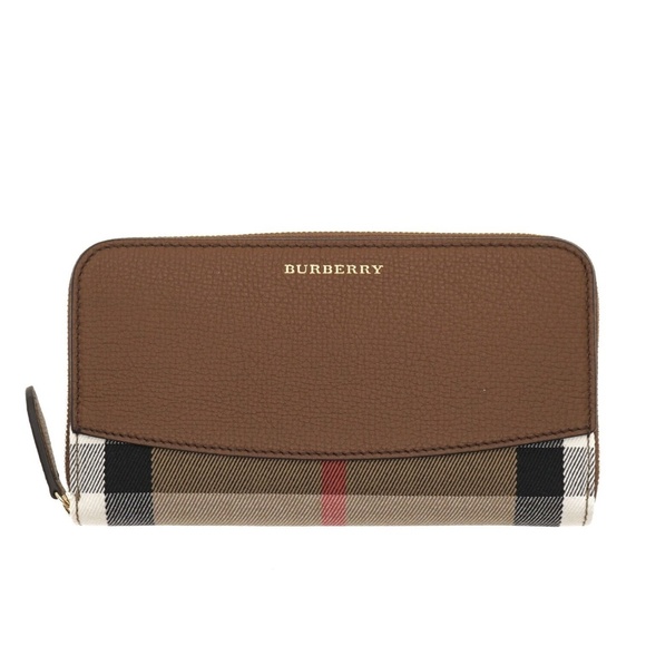 Burberry Elmore Wallet House Check Derby Zip Around New - Picture 1 of 6